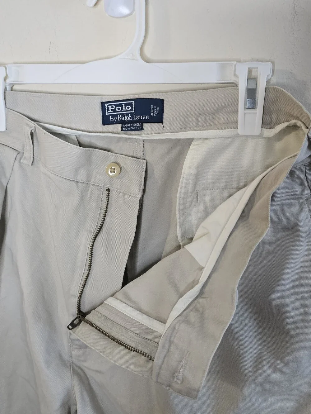 Polo Ralph Lauren Andrew Shorts Men's Size 36 Tan Pleated Chino Preppy Classic